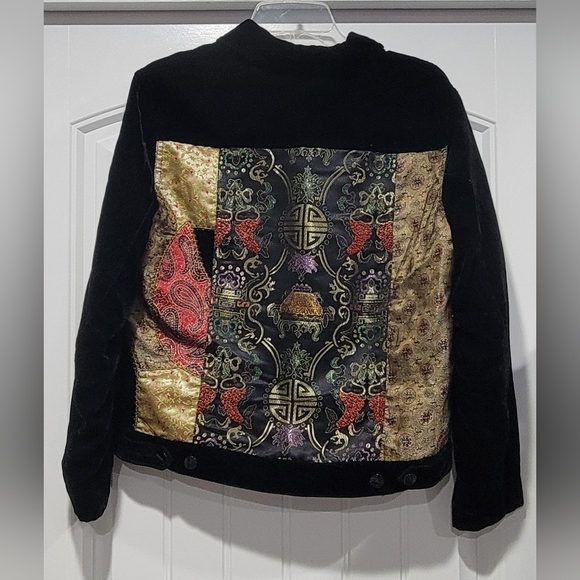 Vintage Chico's Patchwork Silk- Polyester Blend Button Jacket - Picture 3 of 6